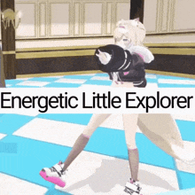 energetic little explorer is written on the bottom of a picture of a girl