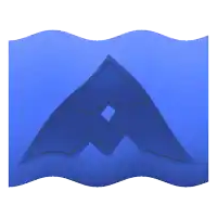 a blue triangle with a diamond in the middle on a white background