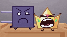 a cartoon character with an angry face next to a crown