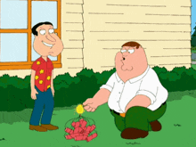 a cartoon of peter griffin and a man holding a firework