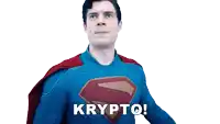 a man in a superman costume with krypto written on his chest