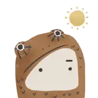 a drawing of a frog with the sun behind it