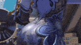a close up of a person 's butt in a purple suit