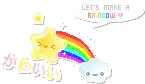 a pixel art of a rainbow and a star with the words `` let 's make a rainbow ''