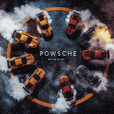 a circle of cars with powsche join the circle written on it
