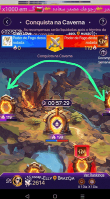 a screenshot of a game that says conquista na caverna on it