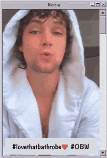 a picture of a man in a bathrobe with #lovethatbathrobe written in the corner