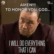 a man in a suit says amen to honor you god