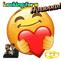 a smiley face is holding a heart with the words " looking for a husband " above it