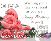 olivia wishing you a day as special as you are ... happy birthday to you i love granddaughter .