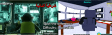 a picture of a monkey and a picture of a room with the words " spot the difference difficulty impossible " on the bottom