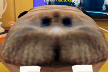 a close up of a pug 's face in a video game with the number 66 visible