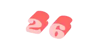 the number 26 is shown on a pink background