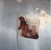 a flag with a picture of a man and a woman and the words the crime be criminal on it