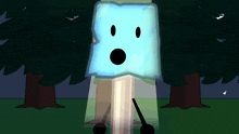 a cartoon drawing of a cube with a surprised face