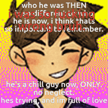 a picture of a boy with the words who he was then