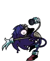 a cartoon drawing of sonic the hedgehog holding a microphone and a stick .