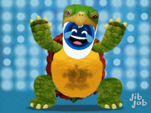 a cartoon of a turtle with jib jab written on the bottom right