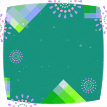 a green background with arabic writing on it and flowers