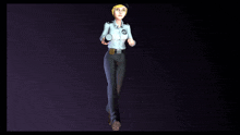 a woman in a security uniform is holding a flashlight in her hand