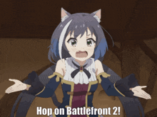 a picture of a girl with a cat ear and the words hop on battlefront 2