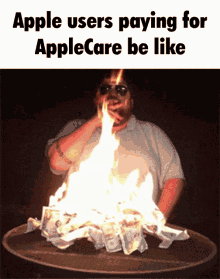 apple apple fans apple fanboy burning money