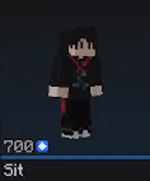 a minecraft character is standing in front of a sign that says " sit "