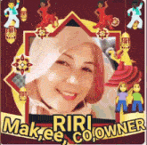 a picture of a woman with the name riri on the bottom right