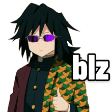 a boy wearing sunglasses is giving a thumbs up .