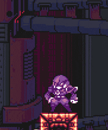 a pixel art drawing of a purple monster