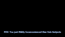 a black and white image of a star destroyer with the words " you just mildly inconvenienced clan-vale subjects " below it