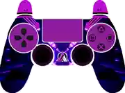 a purple video game controller with the letters l2 and r2 visible
