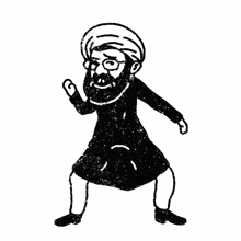 a black and white drawing of a man in a turban