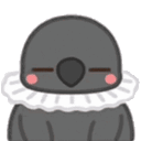 a cartoon penguin wearing a white collar with its eyes closed and a sad look on its face .