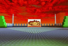 a video game scene with a sign that says ' world of warcraft ' at the bottom
