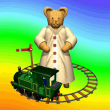 Teddy Bear Train Flashing Teddy Bear GIF - Teddy Bear Train Flashing Teddy Bear Toy Train GIFs