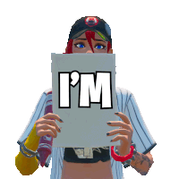 a girl with red hair is holding up a sign that says it