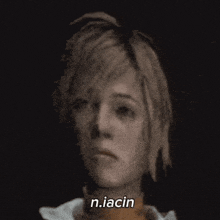 a close up of a woman 's face with the words n.iacin written below it