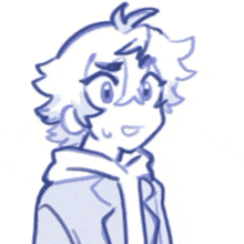a drawing of a boy in a hoodie with a surprised expression on his face .