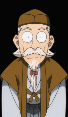 a cartoon drawing of a man with a mustache and a hat