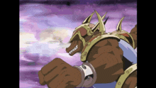 a cartoon drawing of a bull with horns and armor