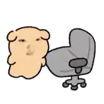 a cartoon dog is sitting on a chair with a face on it .