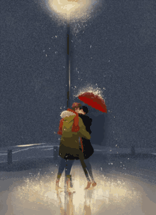 Rain Couple GIF