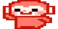 a pixel art of a red monkey with a white face and black eyes