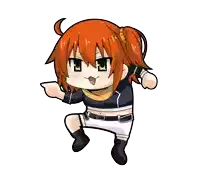 a cartoon drawing of a girl with red hair and black shorts