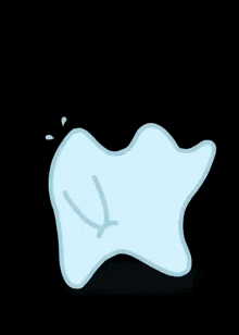 a cartoon drawing of a puddle of water with a tear coming out of it on a black background .