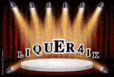 a stage with spotlights on it and the word liquer4ik on it