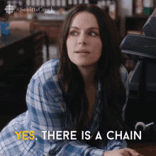 Yes There Is A Chain And No Youre Not On It Emily Hampshire GIF - Yes There Is A Chain And No Youre Not On It Emily Hampshire Stevie GIFs