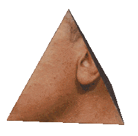 a pyramid with a man 's face on it and a white background