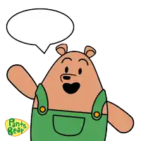 a cartoon of a bear with a speech bubble saying jom